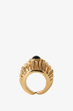 Geriffelter goldener Ring mit Onyx Reef