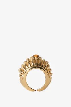 Geriffelter goldener Ring mit Tigerauge Reef