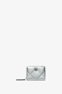 Gesteppte Brieftasche aus Metallic-Leder Kira Diamond Quilt Small