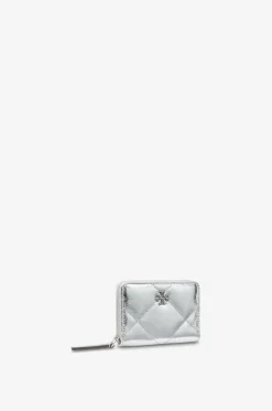 Gesteppte Brieftasche aus Metallic-Leder Kira Diamond Quilt Small