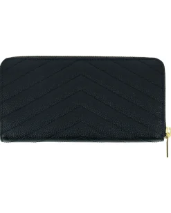 Gesteppte lange Lederbrieftasche mit Zip Monogram