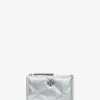 Gestepptes Metallic-Leder-Kartenetuil mit Zip Kira Diamond Quilt
