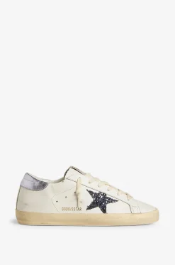 Glattledersneakers mit Glitterstern Super-Star Classic