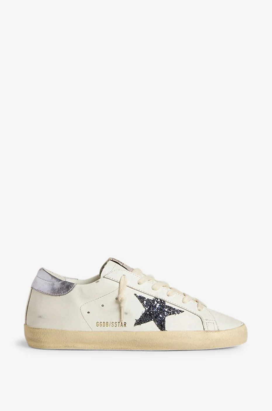 Glattledersneakers mit Glitterstern Super-Star Classic