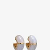 Goldene Creolen mit Achat Zellige Blue Lace