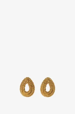 Goldene texturierte Ohrringe Loop
