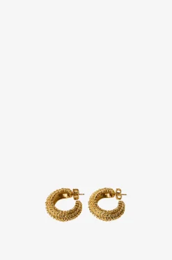 Goldene texturierte Ohrringe Loop