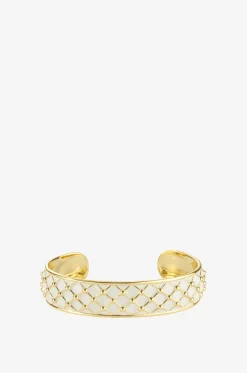Goldener emaillierter Armreif mit Netzmuster Venus Sable Blanc