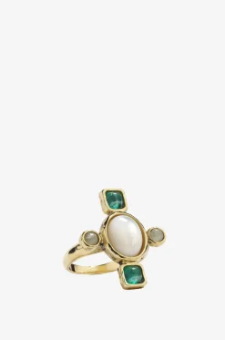 Goldener Ring mit Kristallen und Croix PM