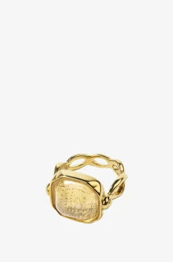 Goldener Ring mit Kristall Cabochon Carrée