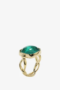 Goldener Ring mit Kristall Cabochon Carrée