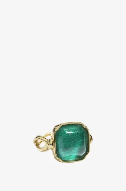 Goldener Ring mit Kristall Cabochon Carrée