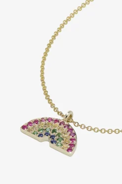 Goldhalskette mit Anhänger Mini Sapphire Rainbow