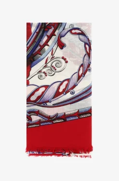 Grosses Web-Tuch aus Kaschmir mit Fischprint Summer