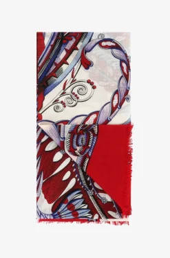 Grosses Web-Tuch aus Kaschmir mit Fischprint Summer