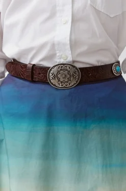Gürtel aus mit Blüten geprägtem Leder Copio