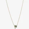 Halskette aus Gelbgold Mini Diamond & Garnet Palm Tree