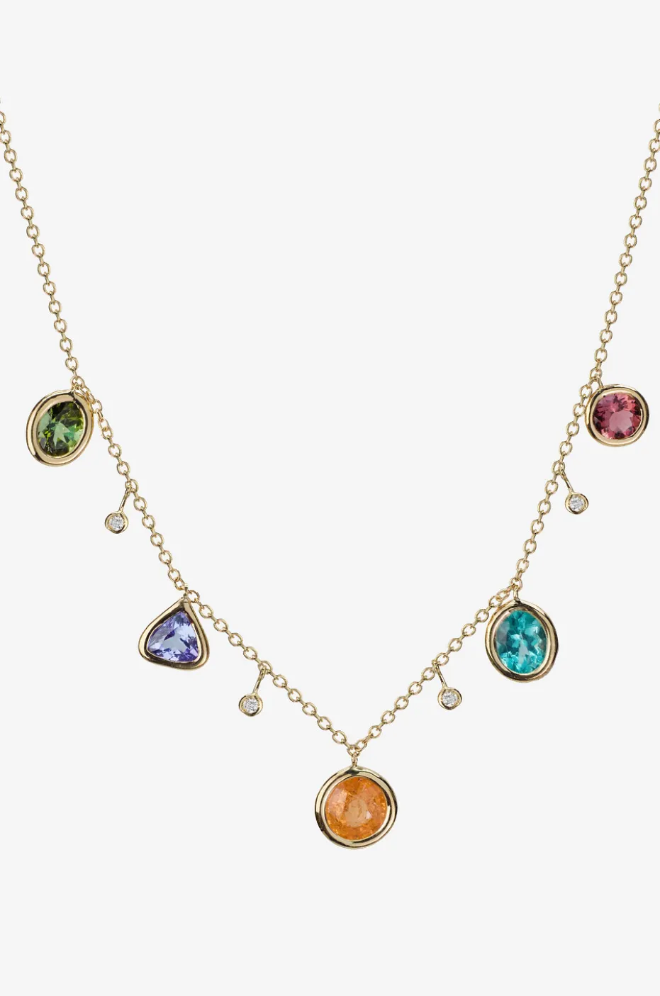 Halskette aus Gelbgold mit Edelsteinen Cabochon