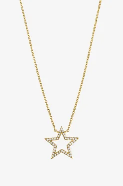 Halskette aus Gelbgold und Diamanten Outline Star