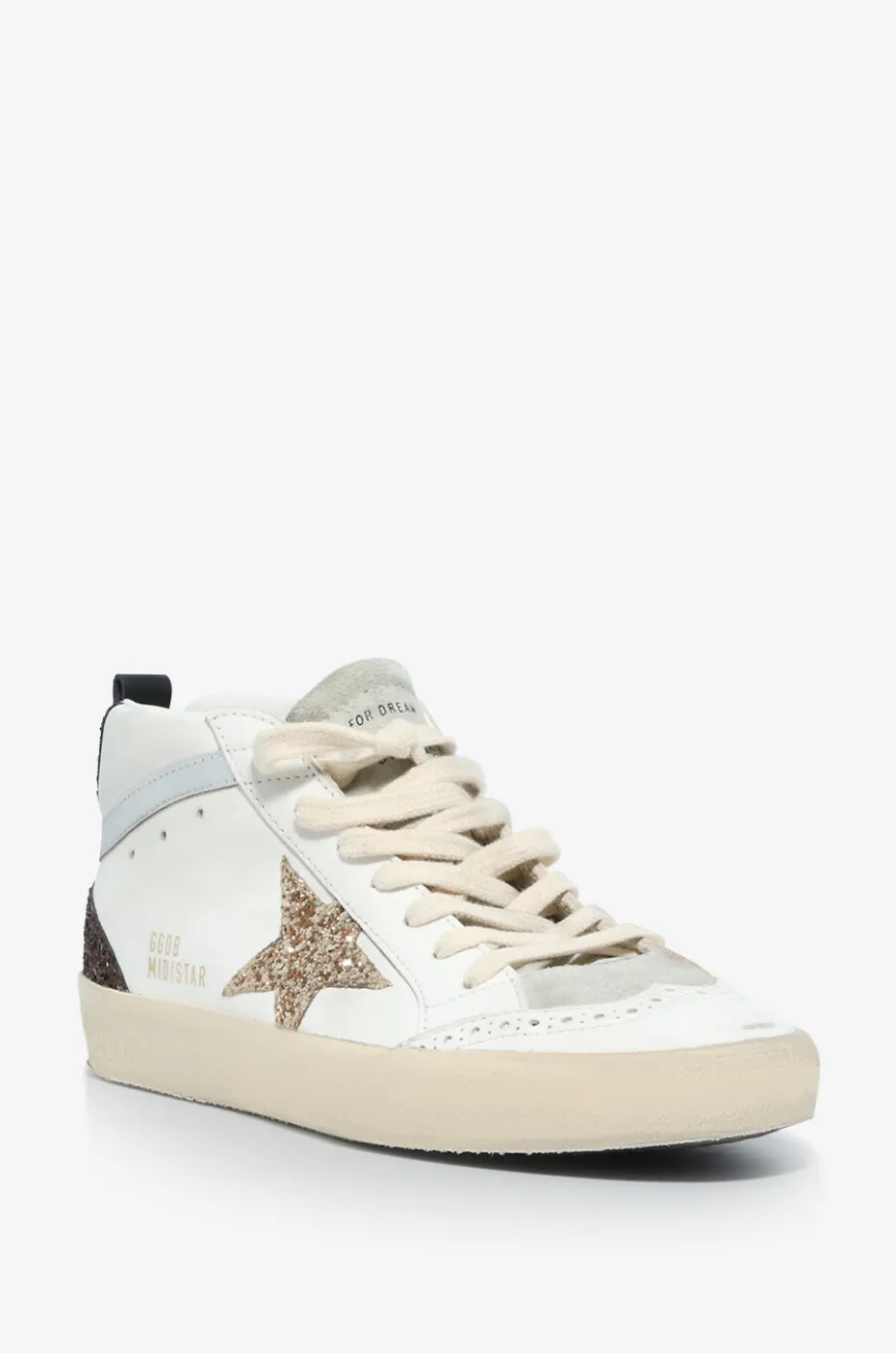 Hohe Glattledersneakers mit Glitterstern Mid Star Classic