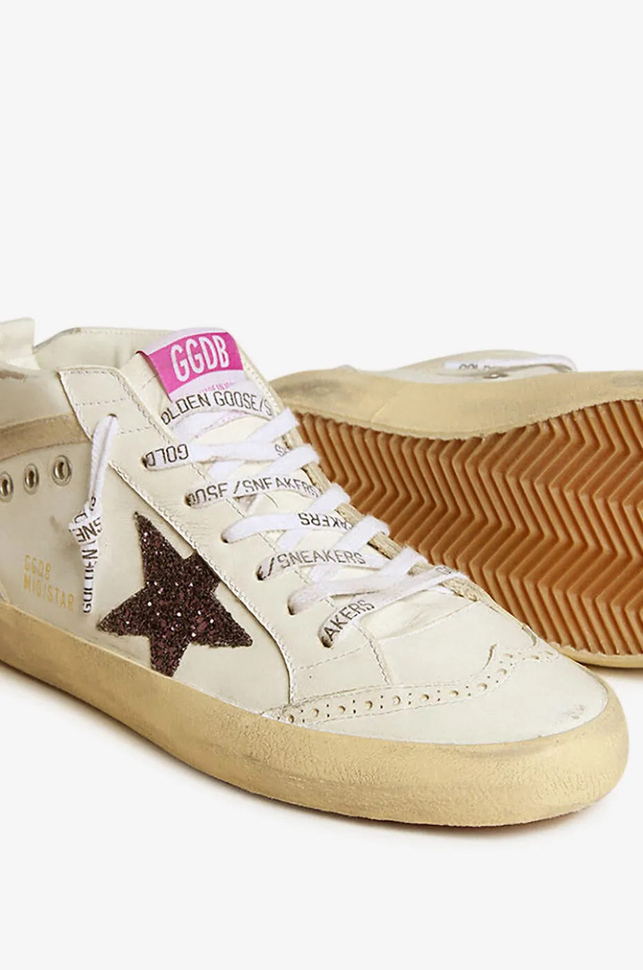 Hohe Leder- und Glitter-Sneakers Mid Star