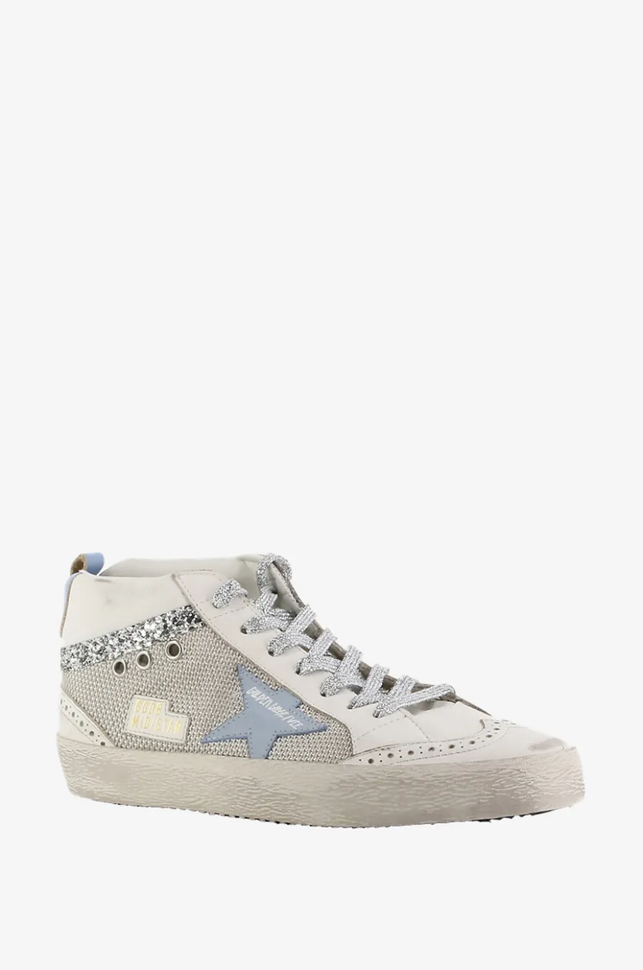 Hohe Materialmix-Sneakers mit Glitter Mid-Star