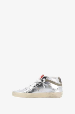 Hohe Metallic-Leder-Sneakers mit Wildleder Mid Star