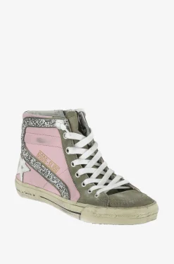 Hohe Sneakers aus Leder im Used-Look Slide