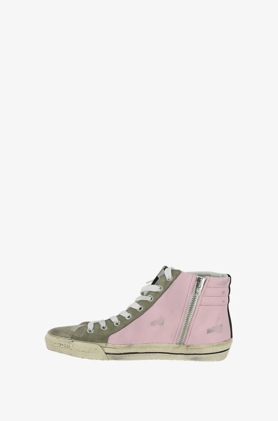 Hohe Sneakers aus Leder im Used-Look Slide