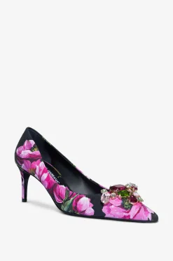 Jacquard-Pumps mit Magnolienprint Lollo 60