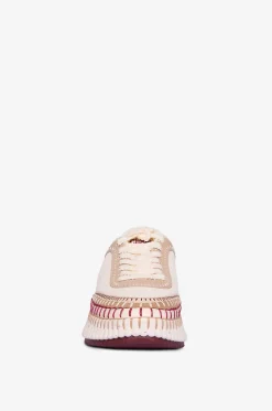 Keilsneakers aus Leder und Stoff Nama