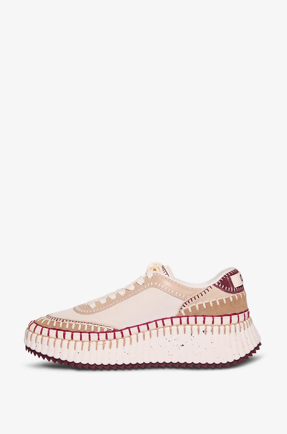 Keilsneakers aus Leder und Stoff Nama