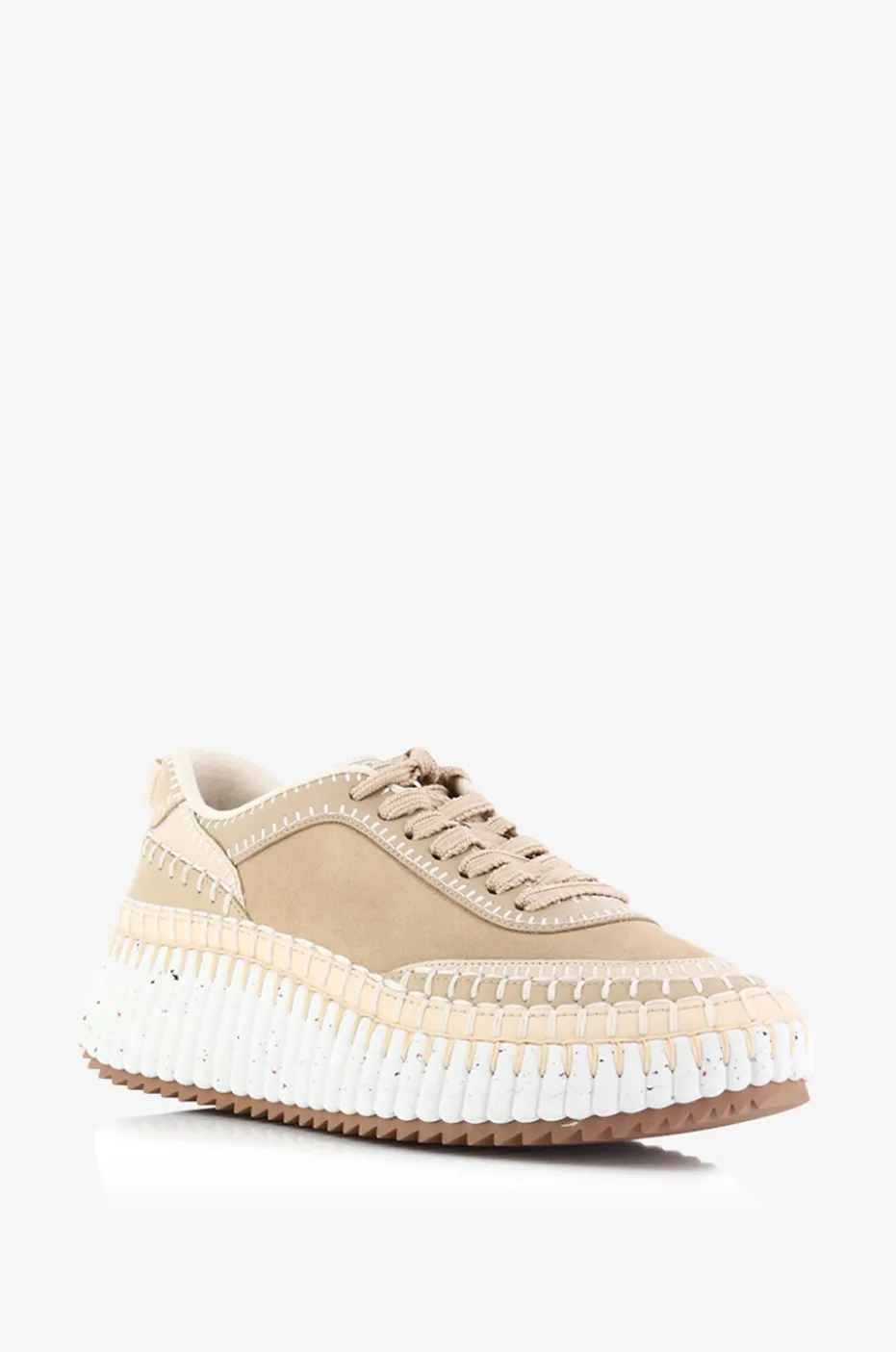 Keilsneakers aus Leder und Stoff Nama