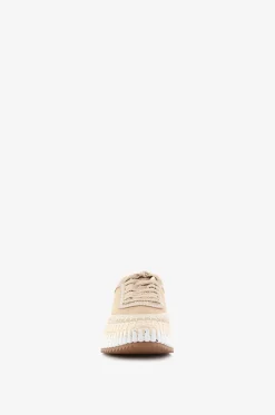 Keilsneakers aus Leder und Stoff Nama