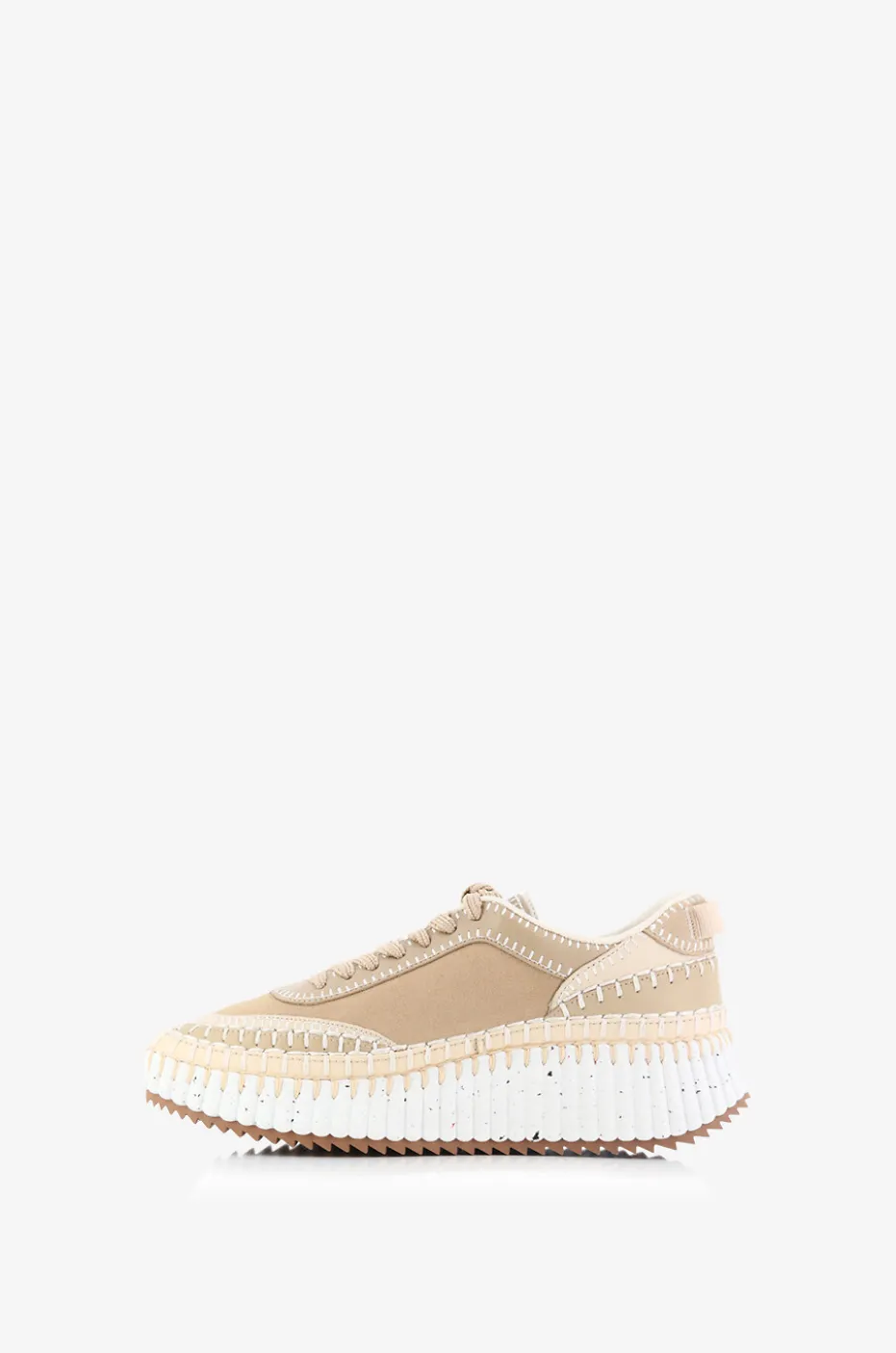 Keilsneakers aus Leder und Stoff Nama