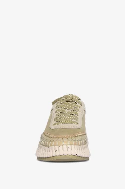 Keilsneakers aus Leder und Stoff Nama