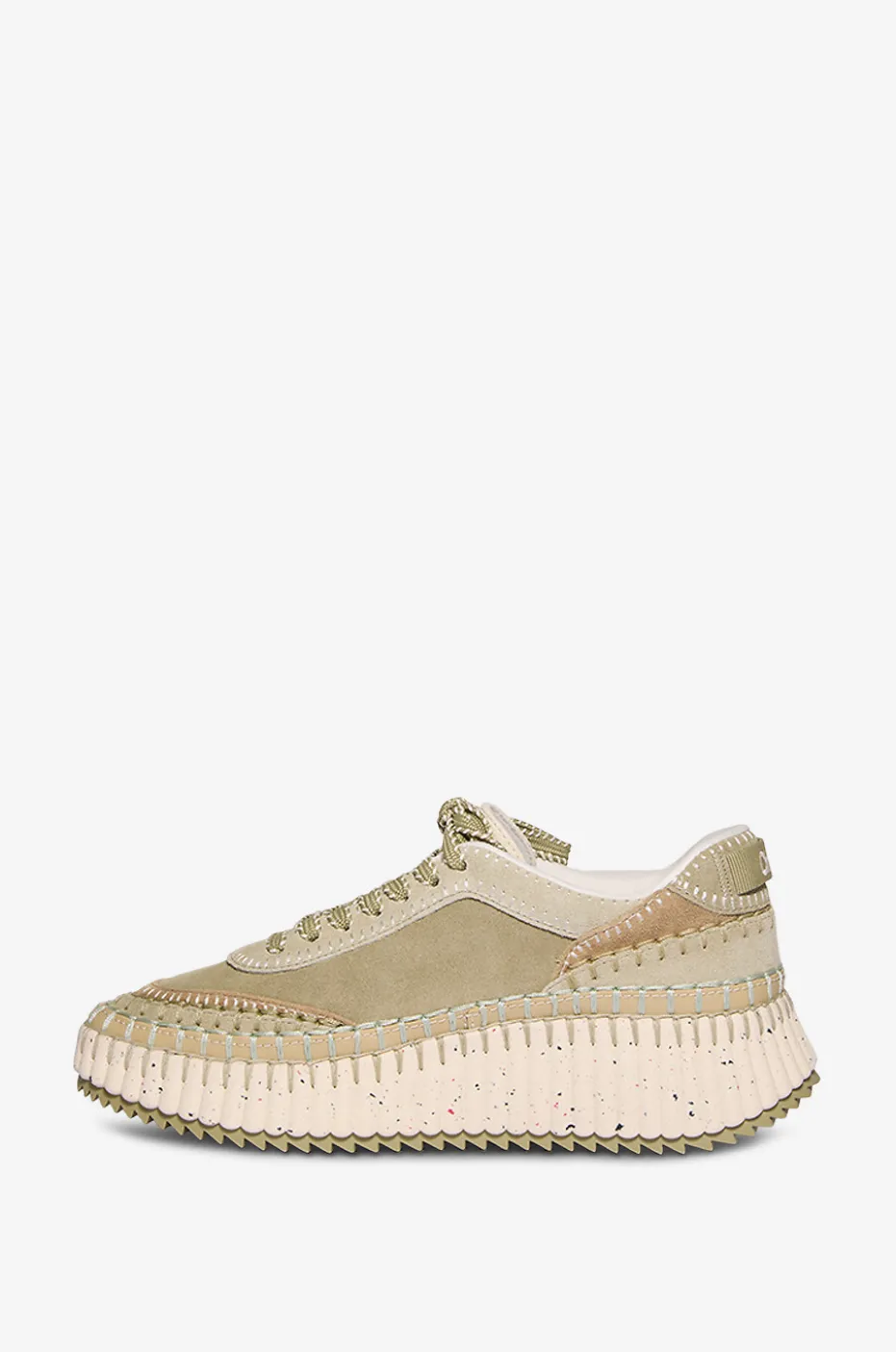Keilsneakers aus Leder und Stoff Nama