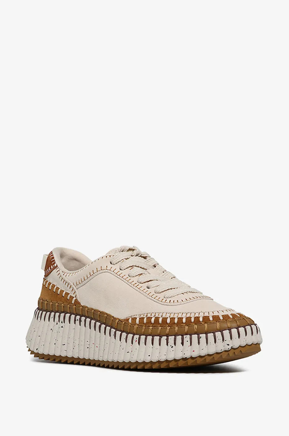 Keilsneakers aus Leder und Stoff Nama