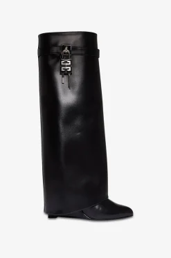Keilstiefel aus Glattleder Shark Lock 90