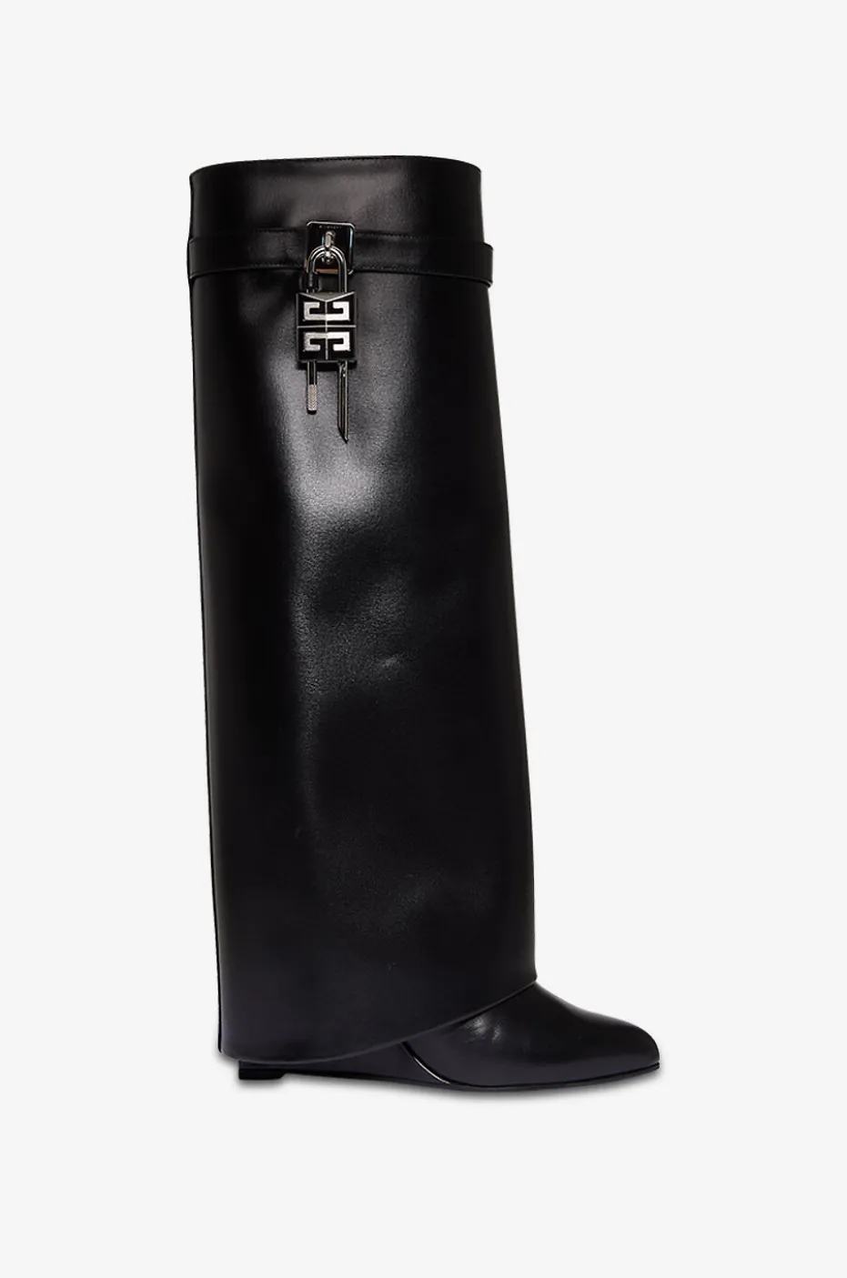 Keilstiefel aus Glattleder Shark Lock 90