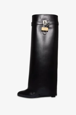 Keilstiefel aus Glattleder Shark Lock 90