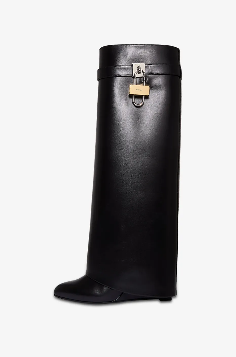 Keilstiefel aus Glattleder Shark Lock 90
