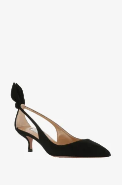 Kittenheel-Slingback-Pumps aus Wildleder Bow Tie 50