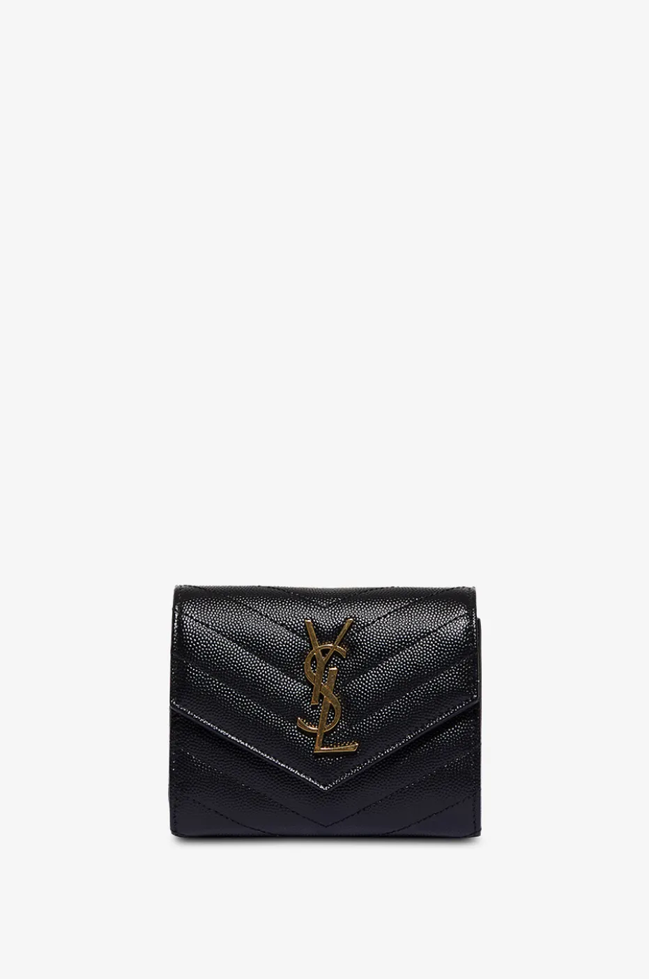 Kompakte gesteppte Grain-de-Poudre-Lederbrieftasche Cassandre Tri-Fold