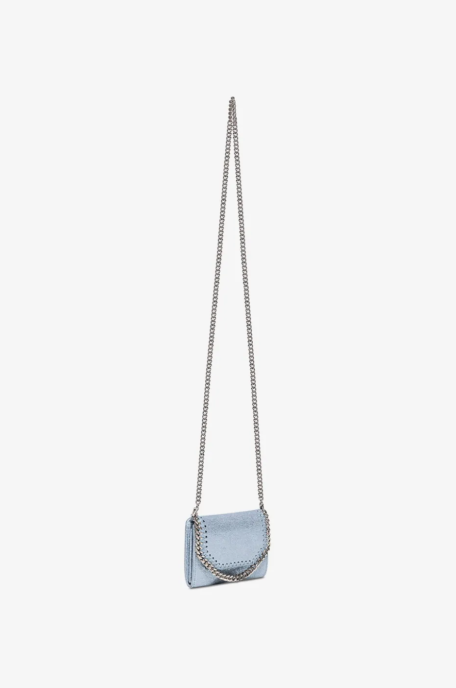 Kompakte Metallic-Brieftasche mit Kettengurt Falabella Shaggy Deer