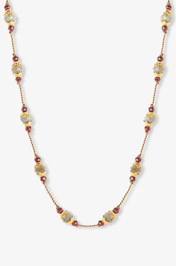 Kordel-Chokerhalskette mit Labradorit und Granat Sriphala