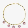 Kordel-Chokerhalskette mit emaillierten Blüten Petunia