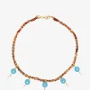 Kordel-Choker-Halskette mit Halbedelsteinen Melon