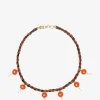 Kordel-Choker-Halskette mit Halbedelsteinen Melon