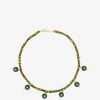 Kordel-Choker-Halskette mit Halbedelsteinen Melon